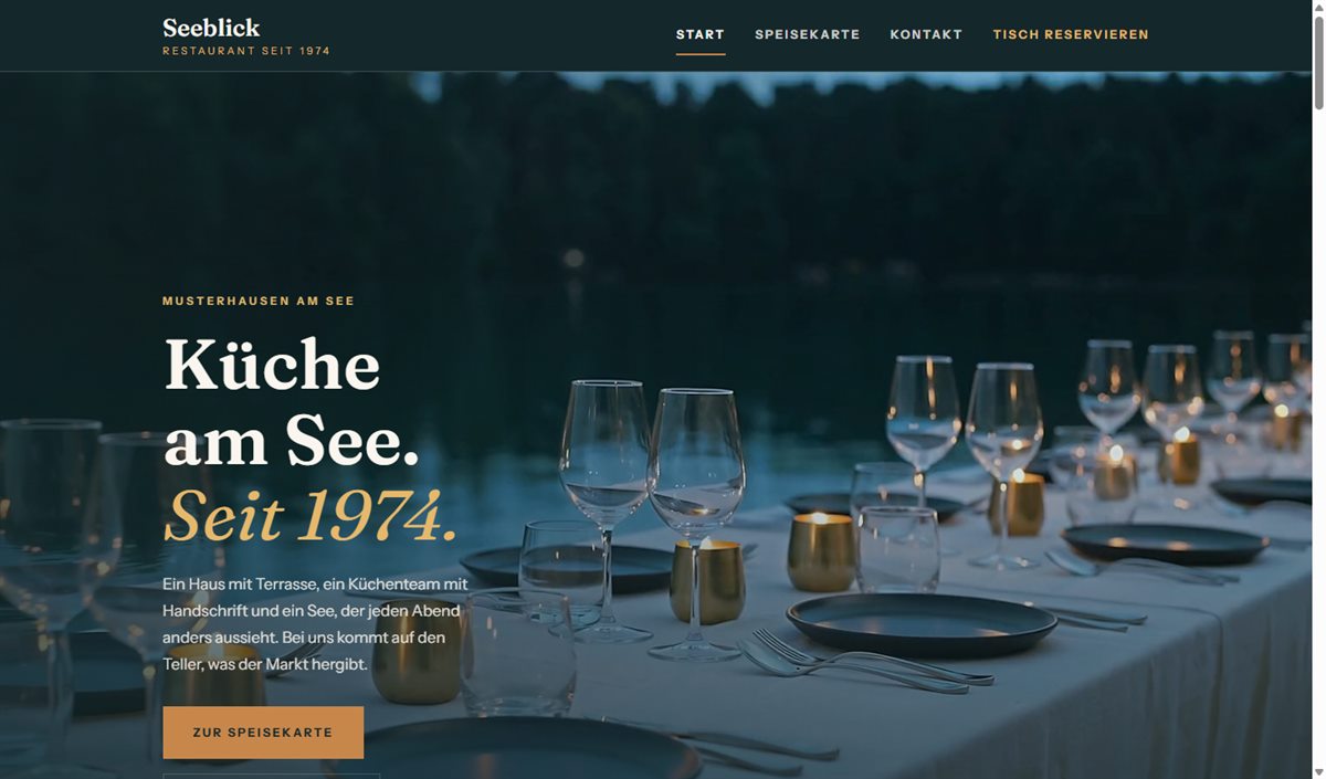 Vorschau der Beispiel-Website Restaurant Seeblick